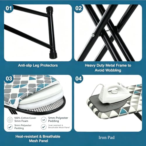 Ironing Board Full Size, Heat Resistant Cover Wide Iron Board, Ultra Thick - Image 6
