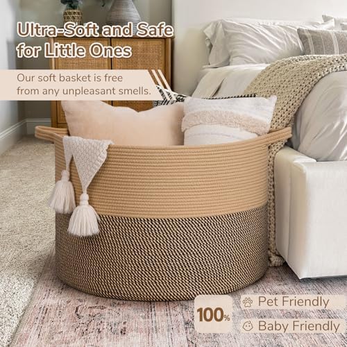 INDRESSME 115L Extra Large Woven Wicker Blanket Basket Living Room - Image 5