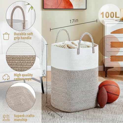 Laundry Basket, Woven Cotton Rope Laundry Hamper, Versatile Storage - Image 2