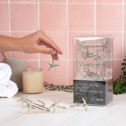 Starfish Shower Curtain Hooks – 12-Pack Decorative Chrome Bathroom Hooks - Image 3