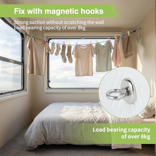 2 Pcs Camping Clothesline Portable 12 Clothespins, Camping Accessories Travel - Image 5