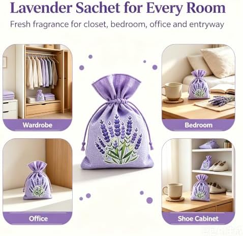 Lavender Sachets 12 Pack, Hanging Closet Freshener, Potpourri Powder - Image 6
