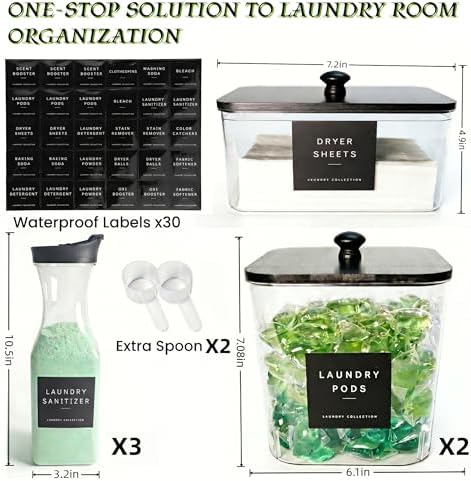 3+3 Pack Laundry Pods Containers & Dryer Sheet Holder & Laundry Detergent - Image 3