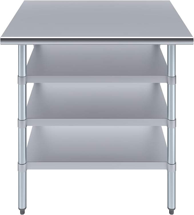 30 in. x 36 in. Stainless Steel Work Table with Three Bottom Shelves | NSF Kitchen Prep Table | Utitly Metal Table