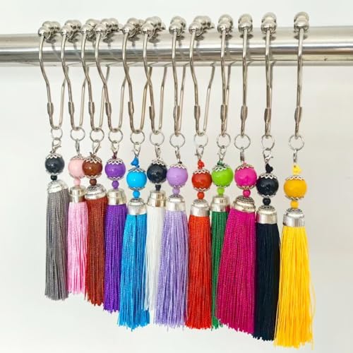 Boho Tassel Shower Curtain Hooks Set of 12 by SmallUpgradesBetterLiving