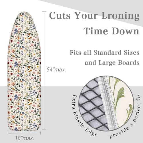 Vintage Rustic Red Blue Yellow Flower 15"x54" Ironing Board Cover - Image 5