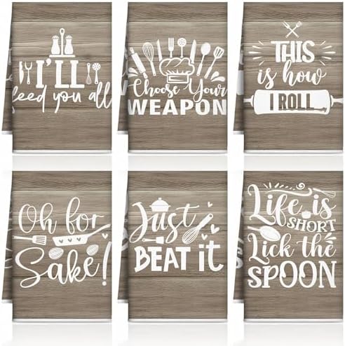 Bencailor 6 Pcs Farmhouse Kitchen Towels Brown Kitchen Decor and Accessories by Bencailor