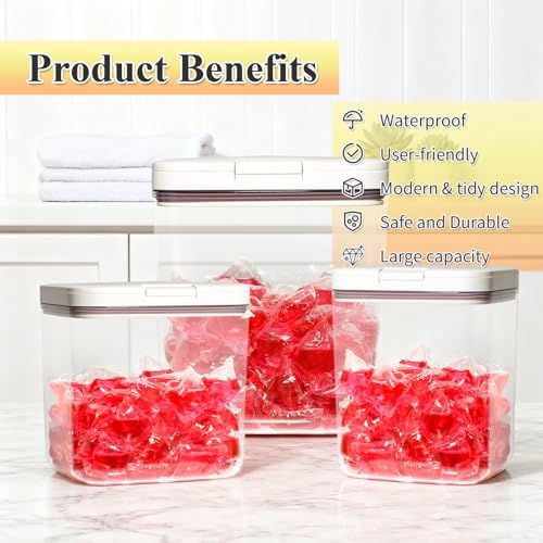Gute 3 Pack Laundry & Dishwasher Pod Container Set, 67oz 94oz 186oz Storage - Image 6