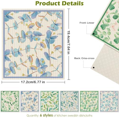 6 Pcs Swedish Paper Cloths for Kitchen, Reusable Paper Towels Washable - Image 2