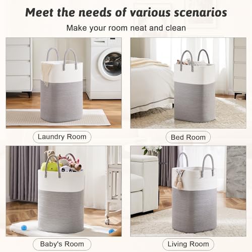 Laundry Basket, Woven Cotton Rope Laundry Hamper, Versatile Storage - Image 5