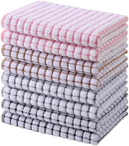 Mordimy Cotton 8 Pack Terry Kitchen Towels, 16 x 25 Inches by Mordimy