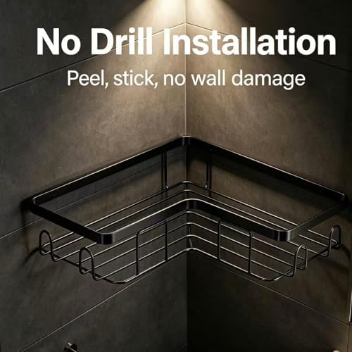 Shower Caddy 2 Pack, No Drilling Adhesive Bathroom Organizer Shelf Rack - Image 3