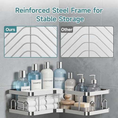 Veken Corner Shower Caddy 3-Pack, Advanced Rustproof Design&Stable Storage - Image 5