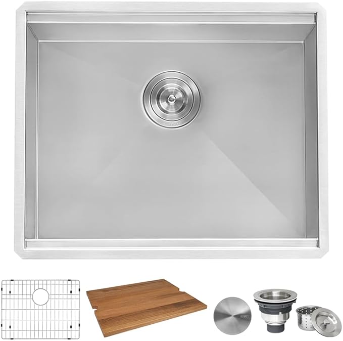 Ruvati 23" Workstation Ledge Bar Prep Kitchen Sink Undermount 16 Gauge Stainless Steel Single Bowl - RVH8308