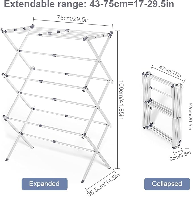 Foldable Clothes Drying Rack 41"x29"x14" - Image 5