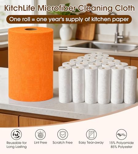 Microfiber Cleaning Cloth Roll, 100 Pack 12 x 12 Inch Tear Away Reusable Paper - Image 4