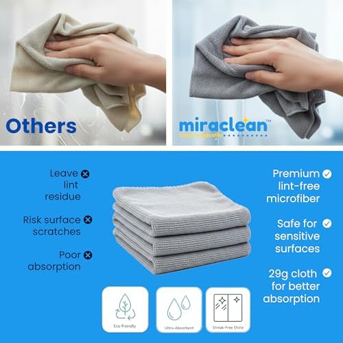 Microfiber Cleaning Cloth Grey 12 Pack Premium Microfiber Towels - Image 6