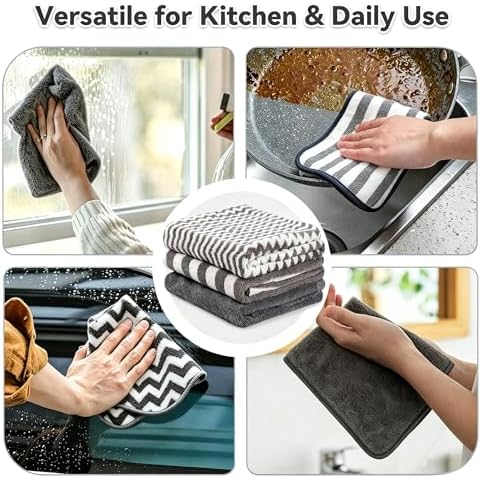 Microfiber Cleaning Cloths, 6 Pack Gray Kitchen Towels - Image 6