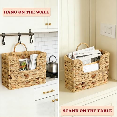 Hanging Magazine Basket, Woven Wall Magazine Holder Organizer - Image 2