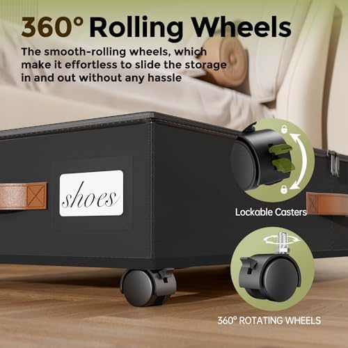 LAMU Under Bed Storage with Wheels, 2 Pack Under Bed Storage Containers with - Image 4
