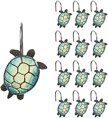 Sunlit Tilt Sea Turtle Shower Curtain Hooks, Home Decorative Shower Curtain by Sunlit