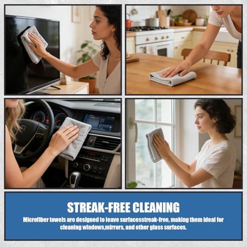 Reusable Microfiber Cleaning Cloths, 11x11 Inches, Lint Free, Highly Absorbent - Image 7