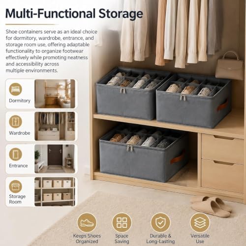 Oxford Fabric Foldable Design Shoe Organizer, Storage Box, Large Capacity - Image 2
