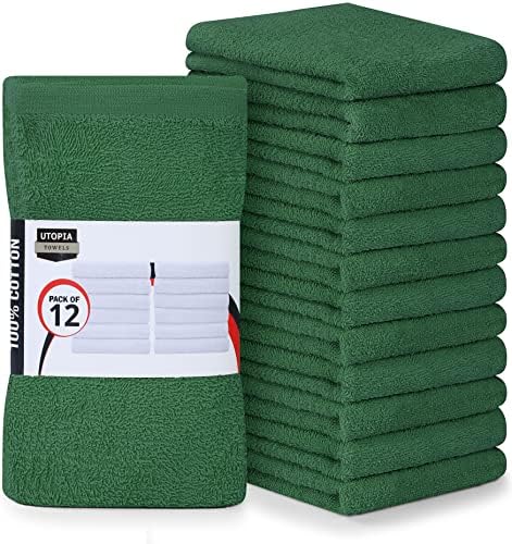 Utopia Towels Kitchen Bar Mops, 12 Pack, 16x19 in 100% Cotton, Hunter Green by Unknown