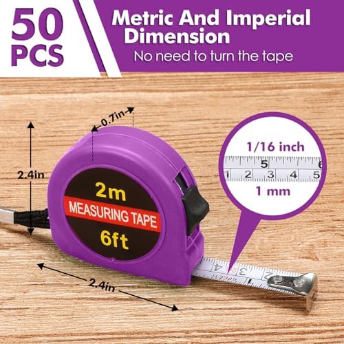 Copkim 50 Pcs Small Tape Measure Bulk 6 Ft 2M Mini Measuring Retractable Metric - Image 2
