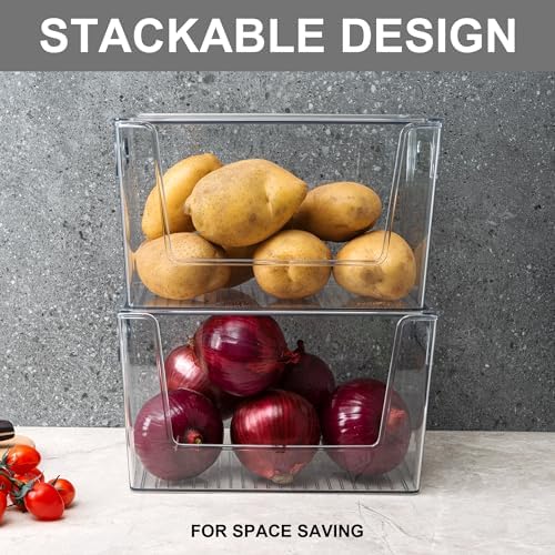 2 Pack Large Stackable Storage Bins, Plastic Container Organizer - Image 3