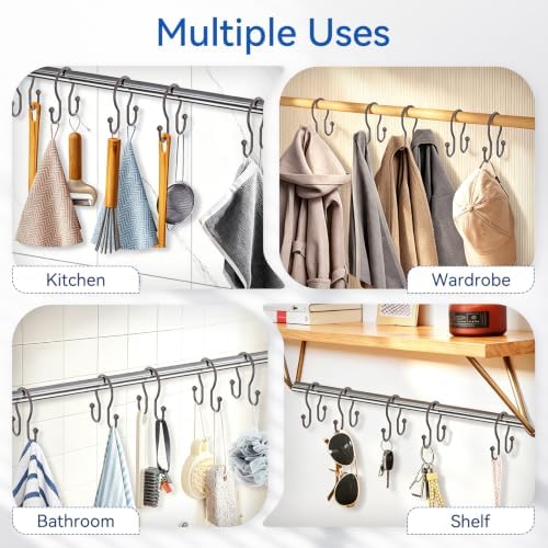 OEH Shower Curtain Hooks, Metal Shower Curtain Hangers, Double Hook Shower - Image 7