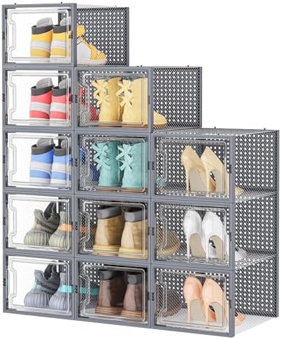 HOMIDEC XL Clear Shoe Storage Boxes, Stackable Shoe Organizer by DecorateYourHome