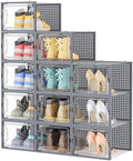 HOMIDEC XL Clear Shoe Storage Boxes, Stackable Shoe Organizer by DecorateYourHome