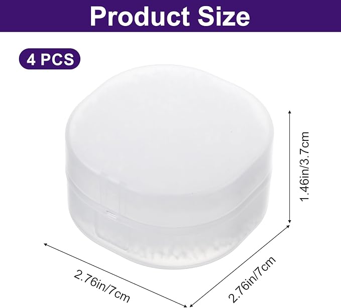 4Pcs Portable Cotton Round Holder, Small WhiteTransparent Pad Holder Plastic - Image 2