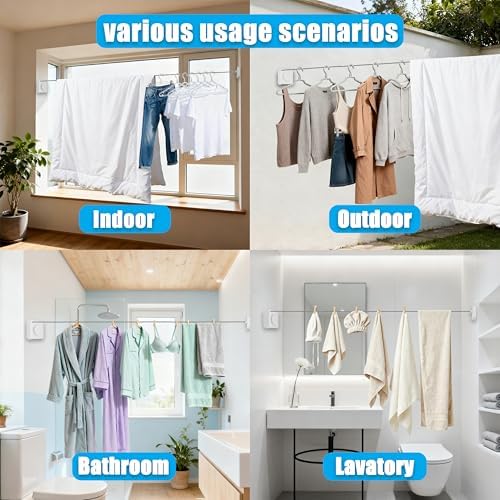 Retractable Clothesline Indoor Outdoor Non-Sag 16.2Ft Stainless Line - Image 5