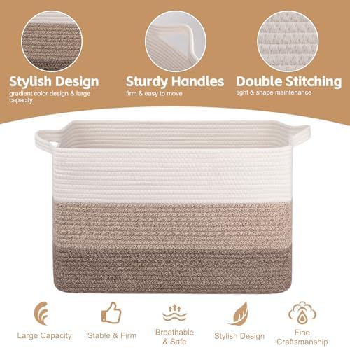 OIAHOMY Extra Large Blanket Basket, 110L Cotton Rope Woven Laundry Basket - Image 4