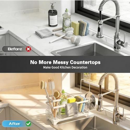 Sponge Holder for Kitchen Sink, Self-Draining Sink Caddy - Image 4