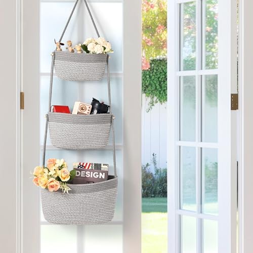 Hanging Basket, 3-Tier Woven Wall Basket - Image 7