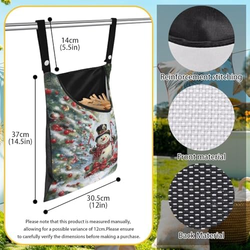 Snowman Clothespin Bag Christmas 2025 Hanging Storage Organizer Clothes Pin Bag - Image 7