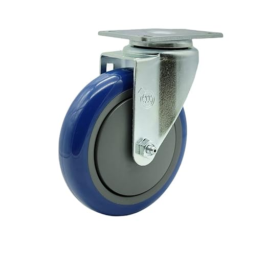 Service Caster Brand Replacement Caster for Uline Caster H-7449S - Stainless Steel Swivel Top Plate Caster with 5 Inch Blue Polyurethane Wheel - Fits Carts and Platform Trucks H-6348