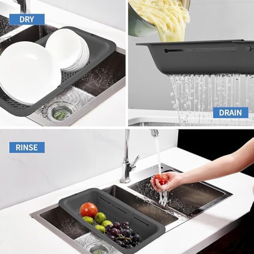 LASSHSWA Collapsible Colander for Kitchen, Over the Sink Strainer Basket for - Image 3