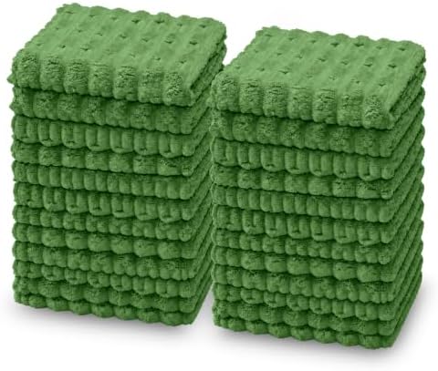 kimteny Microfiber Dish Cloths for Washing Dishes 24 Pack, Dark Green by kimteny