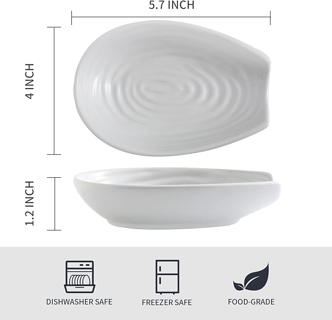 Hasense Ceramic Spoon Rest for Kitchen Counter, 5.7 Inch White Porcelain Spoon Holder for Spatula, Ladle and Tong, Farmhouse Cooking and Coffee Spoon Rest for Stove Top, 1 PC