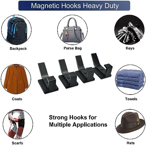 TSUYA 4 Pack Heavy Duty Magnetic Double Hooks Home Cruise Closet Organizer - Image 6
