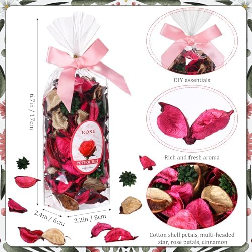 Nuanchu 6 Pcs Potpourri Bags Rose Red Potpourri Bowl Filler Rose Scented Dried - Image 2