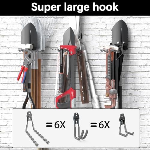 3-H Heavy Duty Garage Hooks, 20 Pack Wall Storage Organizer - Image 3