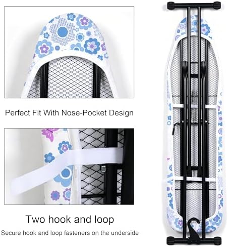 Flowers Ironing Board Cover and Pad 15x54 Inch, 100% Cotton Surface Heavy Duty - Image 3