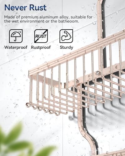 YASONIC Never Rust Shower Caddy Hanging, Aluminum Shower Racks - Image 3