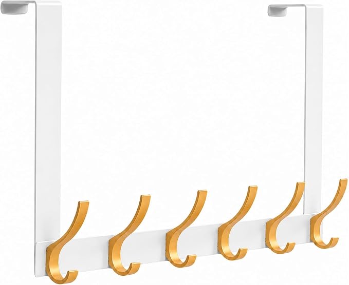 Peasulin Over The Door Hooks 11" Extended Arms, 6 Double Door Hanger Hooks | by Peasulin
