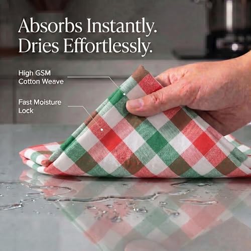 Urban Villa Kitchen Towels Cotton Dish Towels 20”x30”Red/Grn/Wht - Image 2